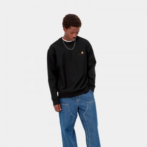 Carhartt American Script Sweatshirt Erkek Siyah | FVW-576148