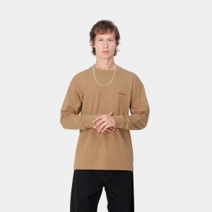 Carhartt American Script Sweatshirt Erkek Kahverengi | CNK-374128