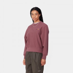 Carhartt American Script Sweatshirt Kadın Mor | AVC-697834