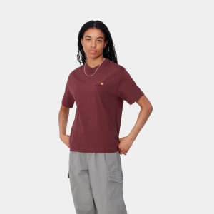 Carhartt American Script Tişört Kadın Bordo | MKI-905271