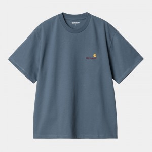 Carhartt American Script Tişört Kadın Mavi | LUJ-047926