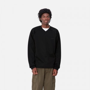 Carhartt Bolan V-Neck Sweatshirt Erkek Siyah | JZB-793680