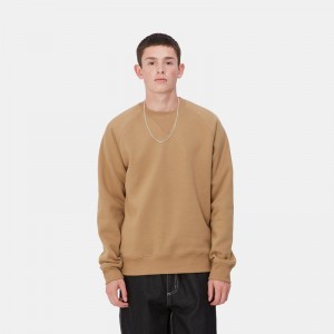 Carhartt Chase Sweatshirt Erkek Bej Rengi | FME-701895