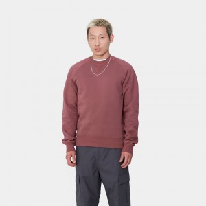 Carhartt Chase Sweatshirt Erkek Bordo | IWC-742593