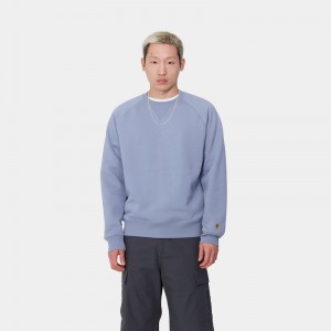 Carhartt Chase Sweatshirt Erkek Mavi | IXF-315829