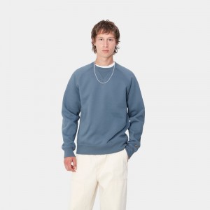 Carhartt Chase Sweatshirt Erkek Mavi | ZAV-326098