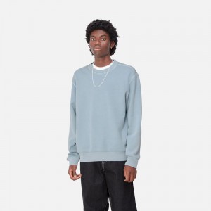 Carhartt Duster Script Sweatshirt Erkek Mavi | EXR-631590