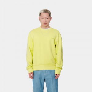 Carhartt Duster Script Sweatshirt Erkek Sarı | BDK-758046