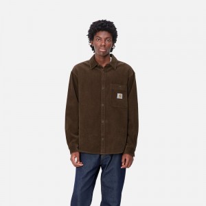 Carhartt Flint Gömlek Erkek Çikolata | DMV-268350