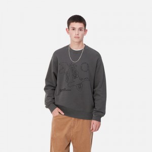 Carhartt Flying Ducks Sweatshirt Erkek Koyu Gri | NBW-817402