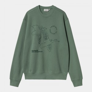 Carhartt Flying Ducks Sweatshirt Erkek Yeşil | NGP-582671