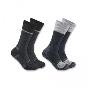 Carhartt Force® Midweight Steel Toe Crew 2-Pack Socks Erkek Gri | QXA-693814