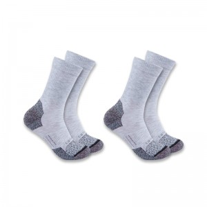 Carhartt Force® Midweight Synthetic Blend Crew 2 Pack Socks Kadın Gri | LDA-893705