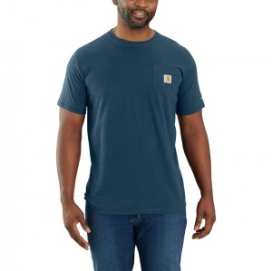 Carhartt Force® Relaxed Fit Short-Sleeve Pocket Tişört Erkek Mavi | SUA-791603