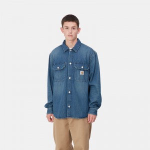 Carhartt Harvey Gömlek Ceket Erkek Mavi | XWR-023861