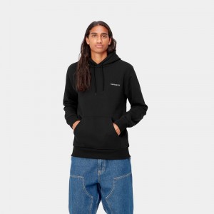 Carhartt Hooded Script Embroidery Kapşonlu Erkek Siyah | BQD-398610