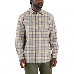 Carhartt Loose Fit Heavyweight Flannel Long-Sleeve Plaid Gömlek Erkek Gri | VYO-315026