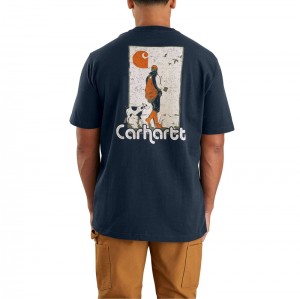 Carhartt Loose Fit Heavyweight Short-Sleeve Dog Graphic Tişört Erkek Lacivert | HKL-245918