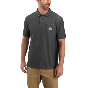 Carhartt Loose Fit Midweight-Sleeve Pocket Polo Gömlek Erkek Koyu Gri | WMI-489712