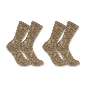 Carhartt Midweight Tie-Dye Crew 2-Pack Socks Kadın Koyu Haki | FWP-657293