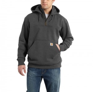 Carhartt Rain Defender® Loose Fit Heavyweight Quarter-Zip Kapşonlu Erkek Koyu Gri | WUD-731294