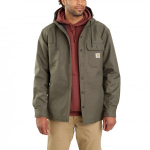 Carhartt Rain Defender® Relaxed Fit Heavyweight Hooded Gömlek Ceket Erkek Zeytin Yeşili | LRJ-538607