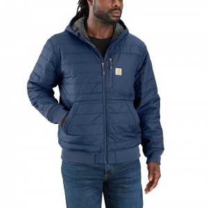 Carhartt Rain Defender® Relaxed Fit Lightweight Insulated Hooded Ceket Erkek Koyu Mavi | RKJ-371045