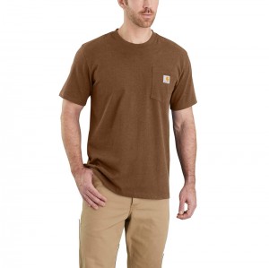 Carhartt Relaxed Fit Heavyweight Short-Sleeve Pocket Tişört Erkek Kahverengi | FIN-723906