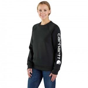 Carhartt Relaxed Fit Midweight Graphic Crewneck Sweatshirt Kadın Siyah | PUF-826749