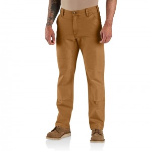 Carhartt Rugged Flex® Relaxed Fit Garment Dyed Duck Double-Front Utility Pantolon Erkek Kahverengi | CTD-326490