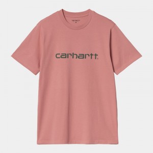 Carhartt Script Tişört Erkek Pembe | RLA-019634