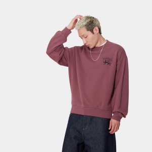 Carhartt Stamp Sweatshirt Erkek Bordo | XAZ-561927