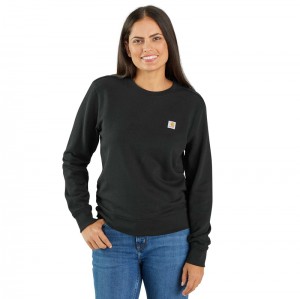 Carhartt TENCEL™ Fiber Series Relaxed Fit French Terry Crewneck Sweatshirt Kadın Siyah | NIJ-413729