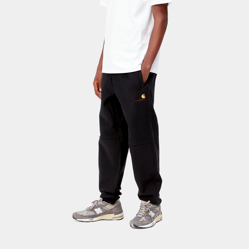 Carhartt American Script Jogging Pantolon Erkek Siyah | UFZ-642305