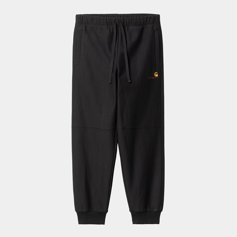 Carhartt American Script Jogging Pantolon Erkek Siyah | UFZ-642305