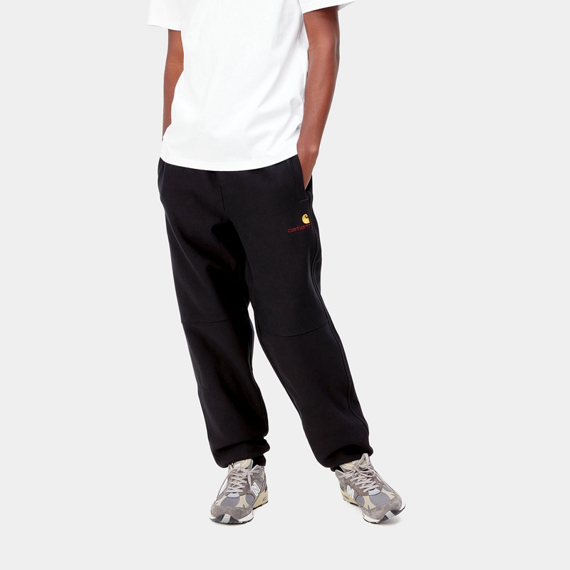 Carhartt American Script Jogging Pantolon Erkek Siyah | UFZ-642305