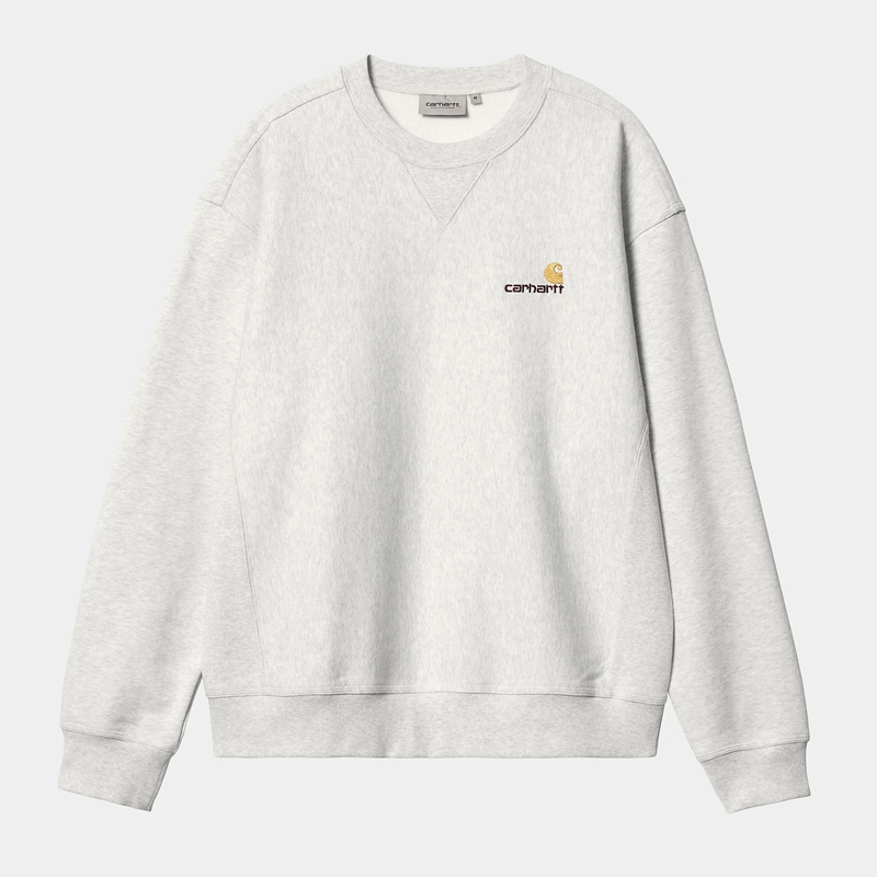 Carhartt American Script Sweatshirt Erkek Gri | OIK-286341