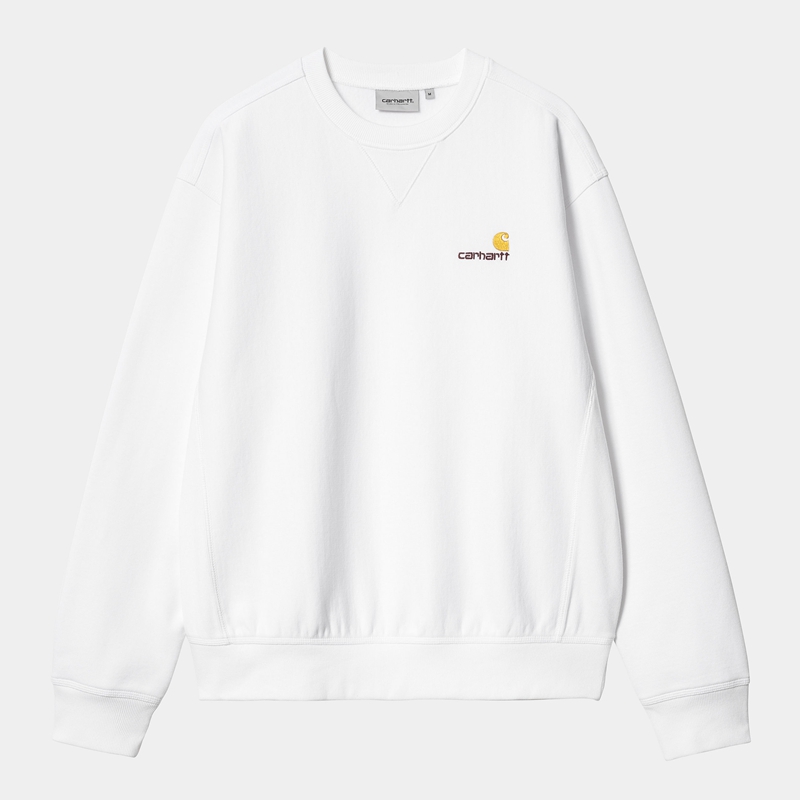 Carhartt American Script Sweatshirt Erkek Beyaz | NCV-824756