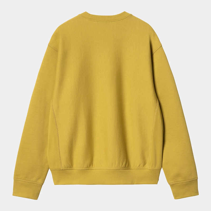 Carhartt American Script Sweatshirt Erkek Sarı | DIA-327860