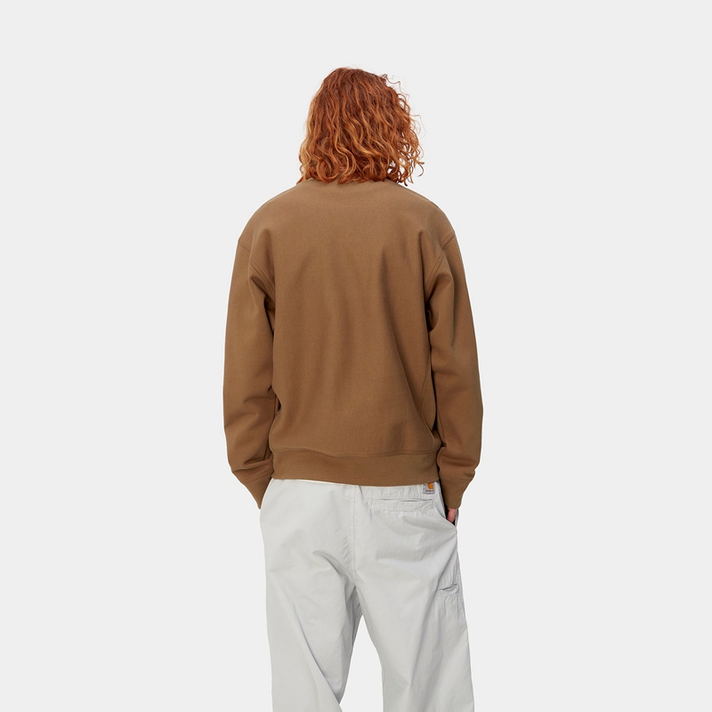 Carhartt American Script Sweatshirt Erkek Kahverengi | SHQ-793841