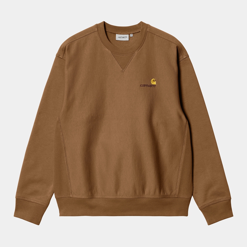 Carhartt American Script Sweatshirt Erkek Kahverengi | SHQ-793841