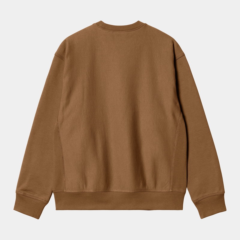 Carhartt American Script Sweatshirt Erkek Kahverengi | SHQ-793841