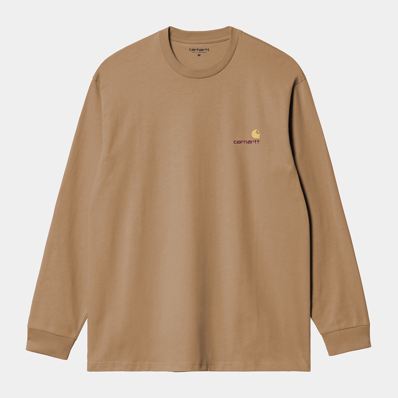 Carhartt American Script Sweatshirt Erkek Kahverengi | CNK-374128