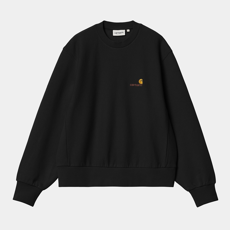 Carhartt American Script Sweatshirt Kadın Siyah | FDP-962518