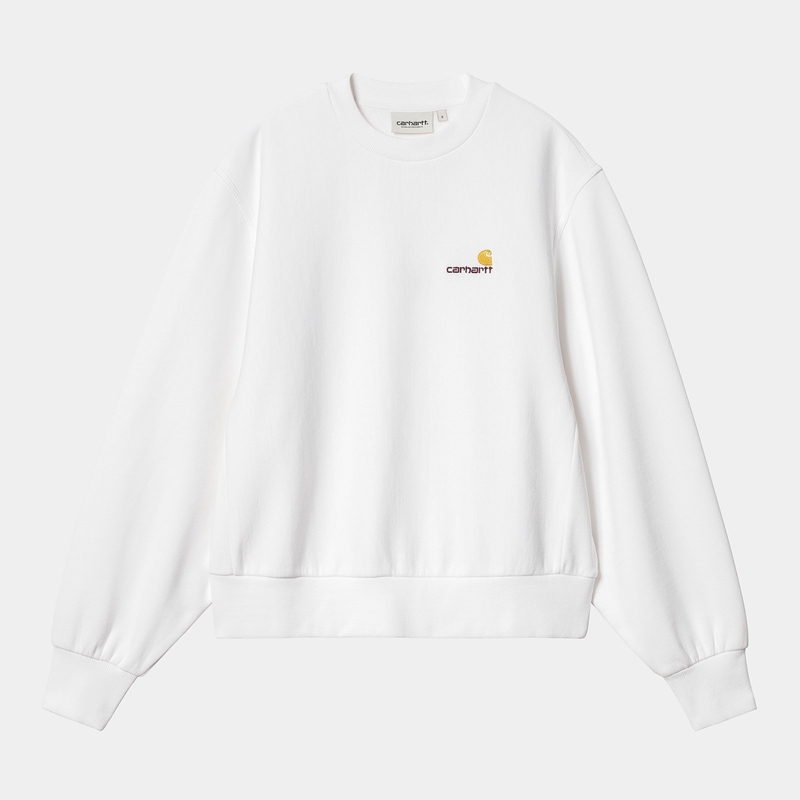 Carhartt American Script Sweatshirt Kadın Beyaz | EGN-701923