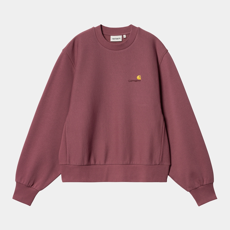 Carhartt American Script Sweatshirt Kadın Mor | AVC-697834