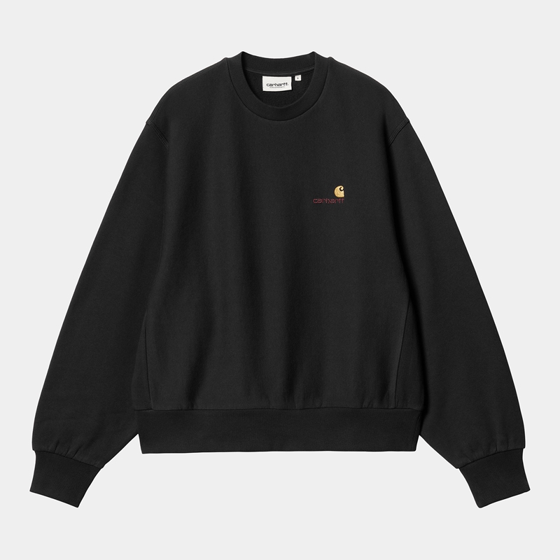 Carhartt American Script Sweatshirt Kadın Siyah | IPR-153264