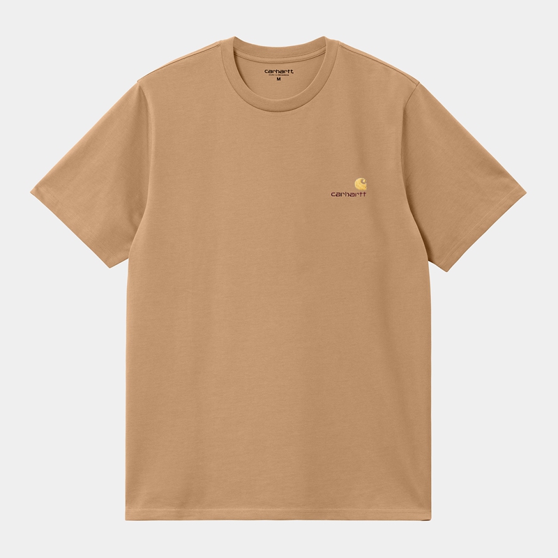 Carhartt American Script Tişört Erkek Bej Rengi | EGN-589306