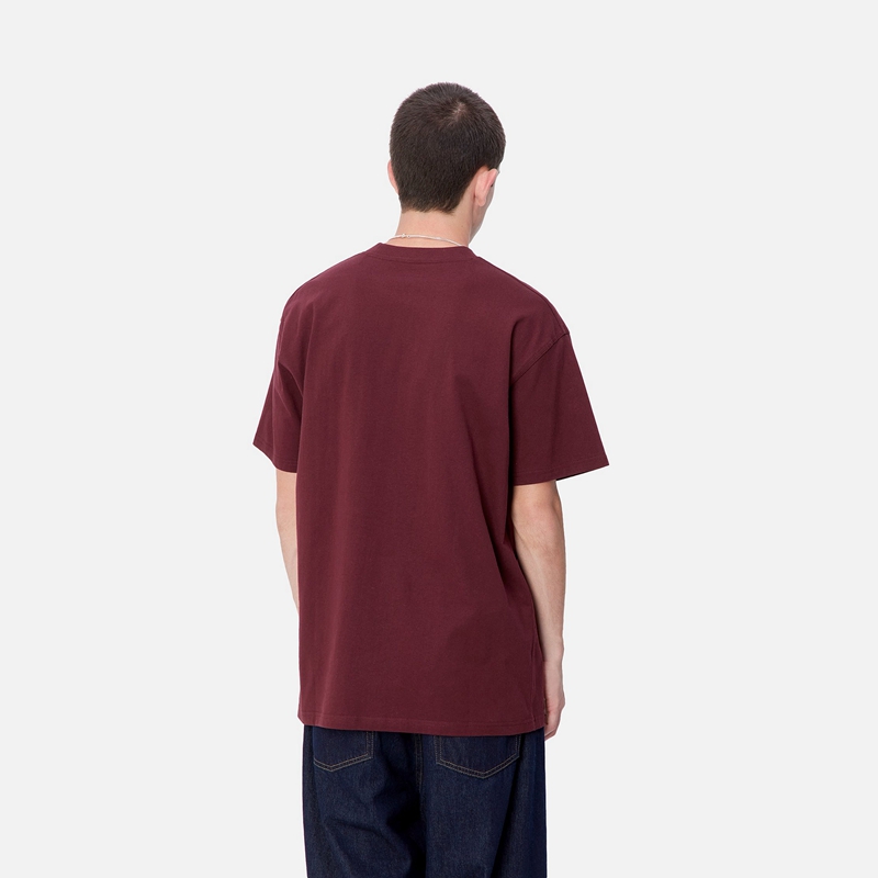 Carhartt American Script Tişört Erkek Bordo | LPX-935417