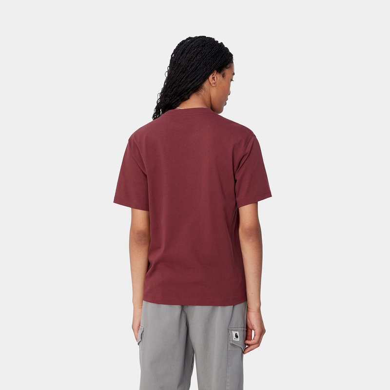 Carhartt American Script Tişört Kadın Bordo | MKI-905271